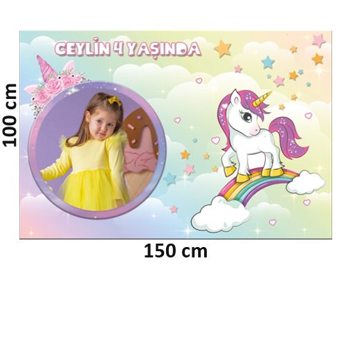 Unicorn Doğum Günü Parti Afişi 100*150 cm, fiyatı