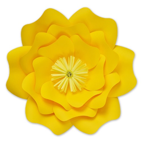 Sarı Kağıt Çiçek (Gül Kalıp) 1 Adet 30 cm, fiyatı