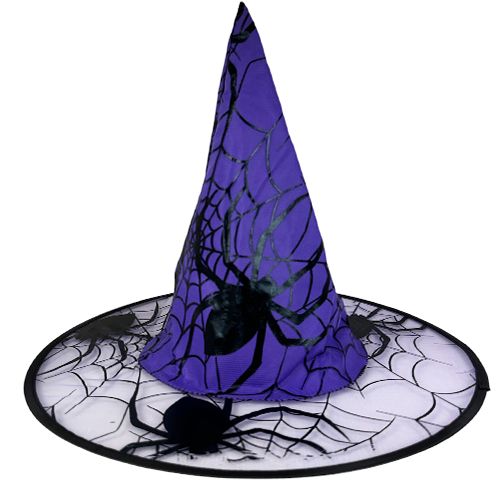 Halloween Cadı Şapkası Kumaş Siyah Mor, fiyatı
