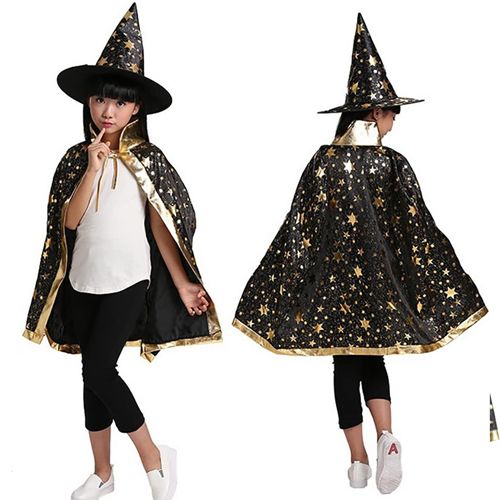 Halloween Cadı Pelerini Siyah Gold, fiyatı
