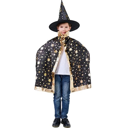 Halloween Cadı Pelerini Siyah Gold, fiyatı