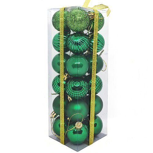Yeşil Yılbaşı Top Süs Mat-Parlak-Simli-Aynalı 24 Adet 4 cm, fiyatı