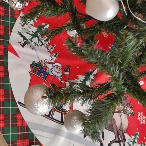Yılbaşı Çam Ağacı Ayak Örtüsü Noel Babalı 105 cm, fiyatı
