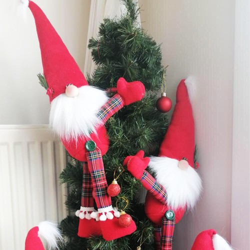Ekose Poplin Kumaş Yılbaşı Noel Baba Süs 55 cm, fiyatı