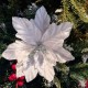 Yılbaşı Ponsetya Yapay Çiçek Beyaz Üzeri Gümüş Simli 1 Adet, fiyatı