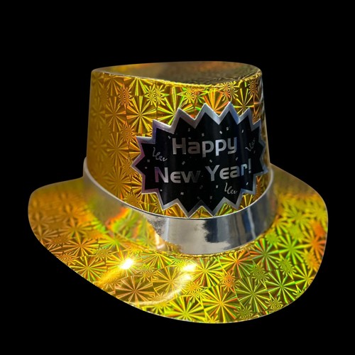 Yılbaşı Happy New Year Fötr Şapka Hologramlı Gold 1 Adet, fiyatı