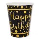 Happy Birthday Siyah Üzeri Gold Varaklı Bardak 6 Adet, fiyatı