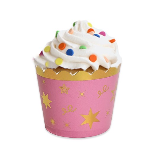 Pembe Üzeri Yıldız Gold Varaklı Muffin Kek Kapsülü 12 adet, fiyatı