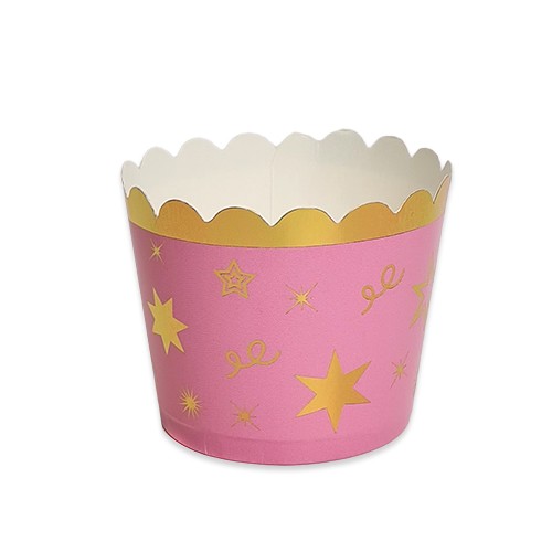 Pembe Üzeri Yıldız Gold Varaklı Muffin Kek Kapsülü 12 adet, fiyatı
