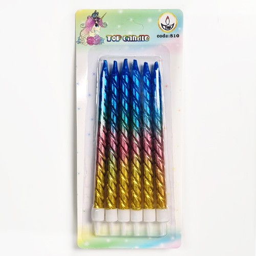 Rainbow Metalik Renkli Spiral Mum 6 Adet, fiyatı