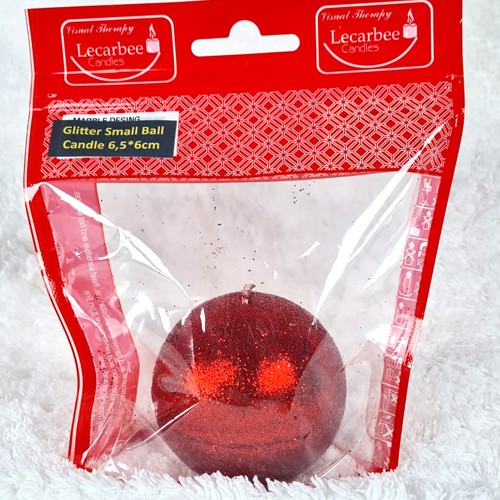 Kırmızı Top Mum Simli 1 Adet 6 cm, fiyatı