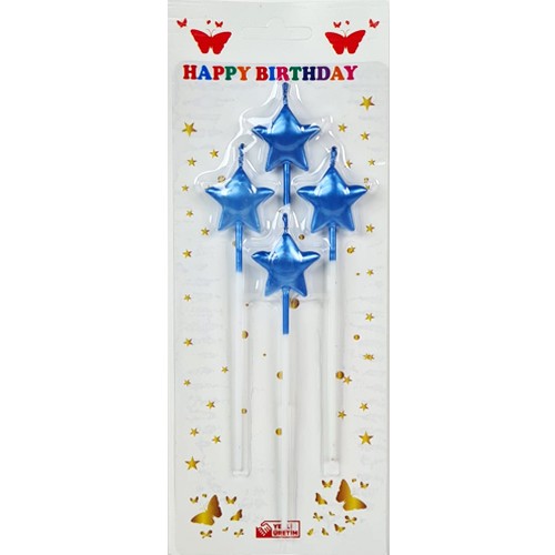 Yıldız Metalik Mavi Çubuklu Mum 4 Adet, fiyatı