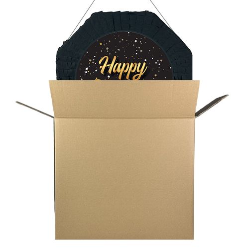 Happy Birthday Siyah Gold Pinyata 42 cm + Sopası, fiyatı