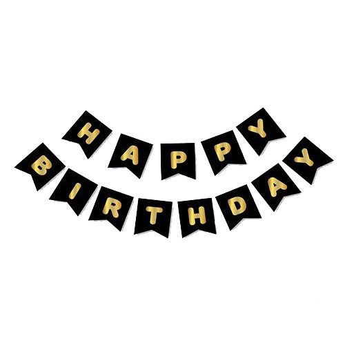 Happy Birthday Siyah Gold Zigzag Banner 200 cm, fiyatı