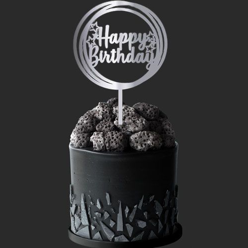 Happy Birthday Pleksi Pasta Süsü Gümüş (17x12 cm), fiyatı