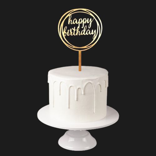 Happy Birthday Pleksi Pasta Süsü Gold 12 cm, fiyatı