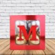 M - Harfi Şeffaf Kutu Kırmızı Metalik 25 cm, fiyatı