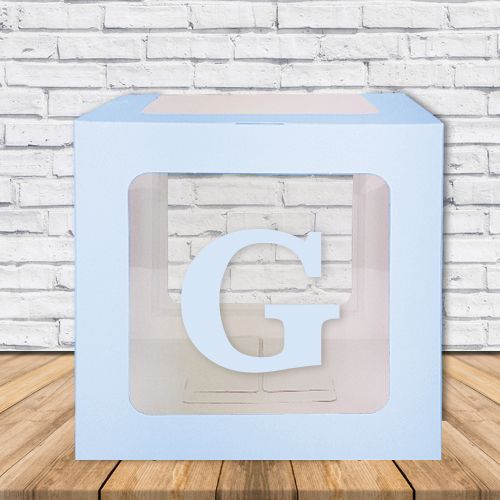 G - Harfi Şeffaf Kutu Mavi-Beyaz-Pembe 25 cm, fiyatı
