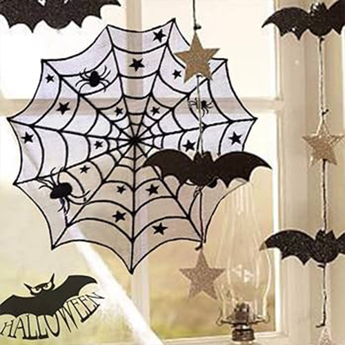 Halloween Siyah Dantel Örümcek Ağı Örtü ve Dekor 100 cm, fiyatı