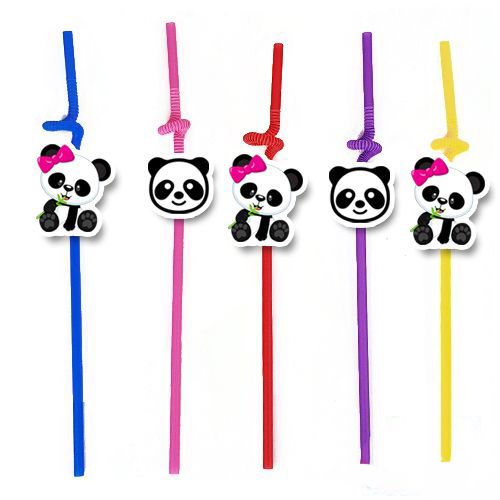 Panda Pembe Fiyonklu Artistik Pipet 10 Adet, fiyatı