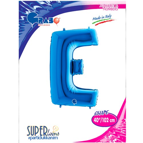 E - Harf Folyo Balon Mavi (100 cm), fiyatı