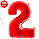 2 Rakam Folyo Balon Kırmızı (100x70 cm), fiyatı