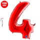 4 Rakam Folyo Balon Kırmızı (100x70 cm), fiyatı