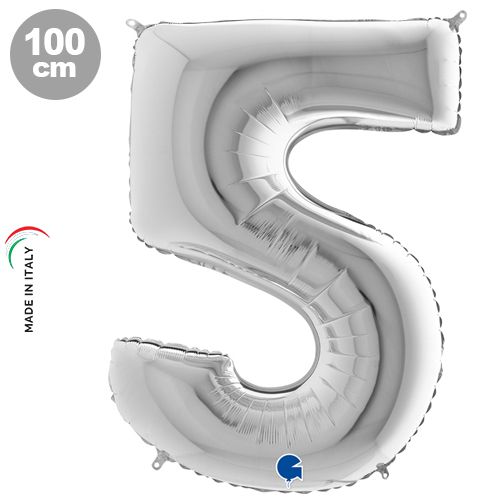 5 Gümüş Rakam Folyo Balon (100 cm), fiyatı