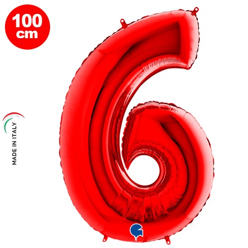 6 Rakam Folyo Balon Kırmızı (100x70 cm), fiyatı