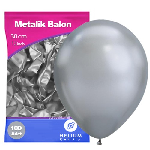 Gümüş (Silver) Balon Metalik 100 Adet, fiyatı