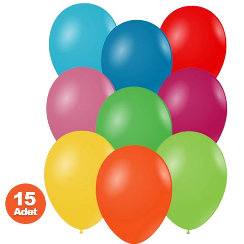 Karışık Renkli Balon 15 Adet, fiyatı