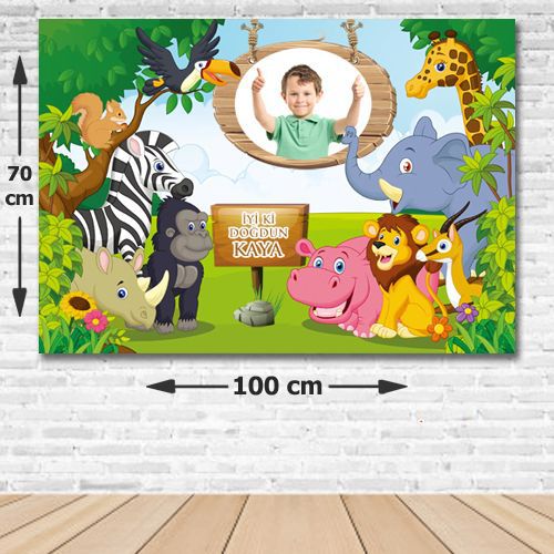 Safari Teması Doğum Günü Parti Afişi 70*100 cm, fiyatı