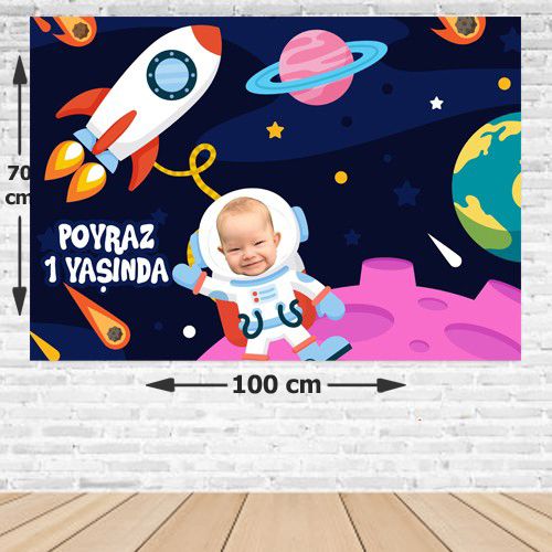 Uzay Doğum Günü Afişi 70*100 cm, fiyatı