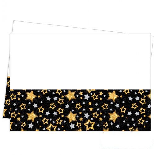 Siyah Üzeri Gold Gümüş Yıldızlar Masa Örtüsü (120x180 cm), fiyatı